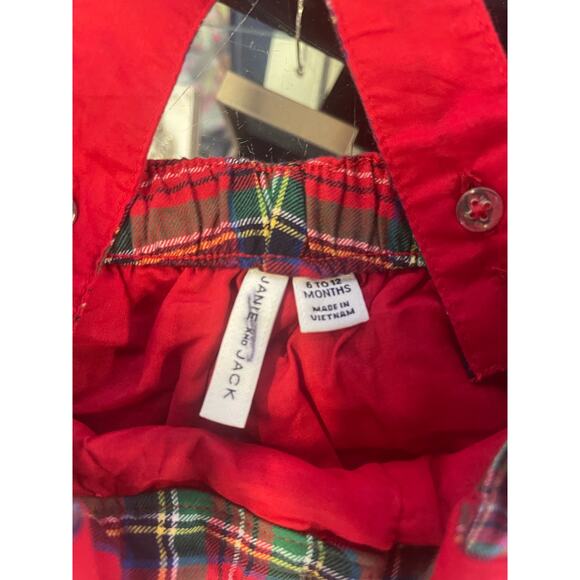 Baby Plaid Suspender Pants Bradbury Red 6-12M - Picture 3 of 3